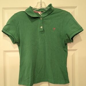 Lilly Pulitzer baby resortwear green polo short sleeve palm tree Shirt size M